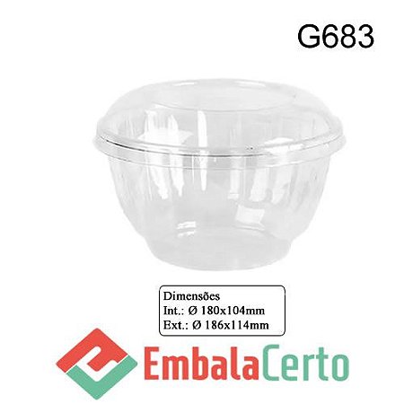 POTE REDONDO TRANSPARENTE DE 1400ML COM TAMPA - G683