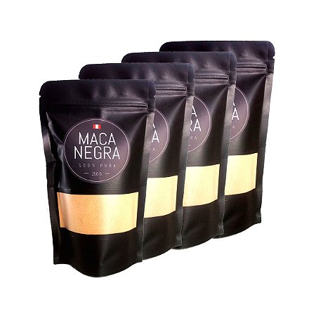 Kit 4 Maca Negra Peruana Orgânica 100% Pura Fitness em Pó 250g