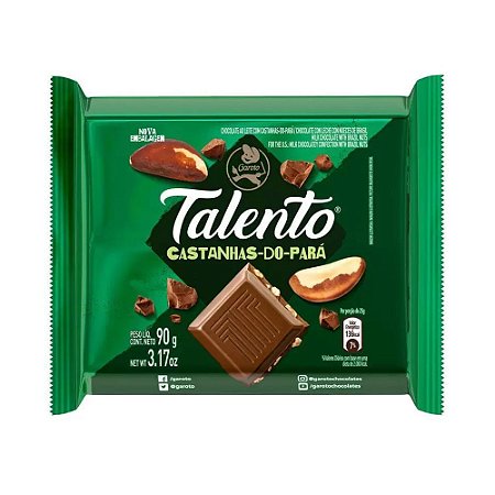 Chocolate Garoto Talento Castanha do Pará 90g