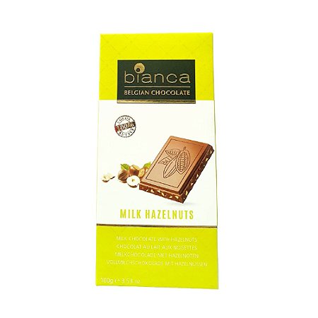 Chocolate Bianca Belga ao Leite com Avelãs 100g