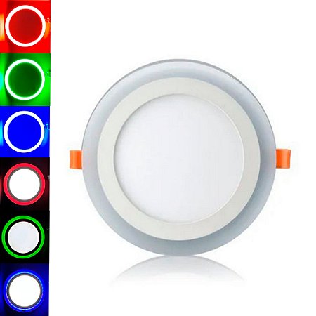 Luminária Plafon Neon Led Embutir Redondo RGB 18+6w