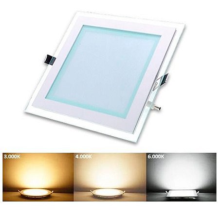 Luminária Plafon Led Embutir Quadrado Borda de Vidro 12w - 3 cores - Rio LED  Importadora e Distribuidora