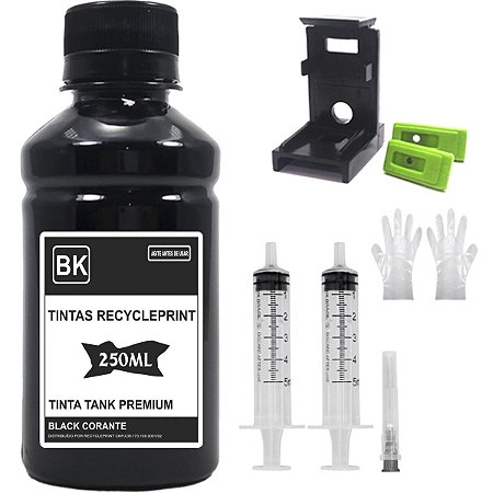 250ml Recarga Cartucho Tinta Preta Para Hp Impressora 2874 2775 2774 667 667xl
