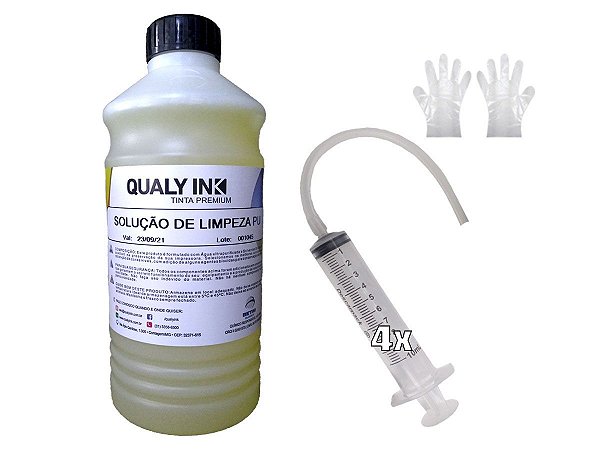 1 L Solução Limpeza Cabeças Impressão Cartuchos + 4 Seringas