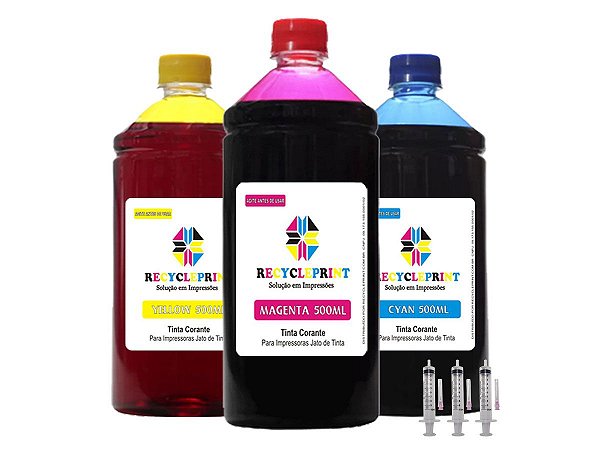 3 Refil Color Tinta Compatível Epson L375 L395 L3110 L3150