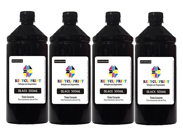 4x 500ml Tinta Black Compatível Epson L375 L395 L3110 L3150