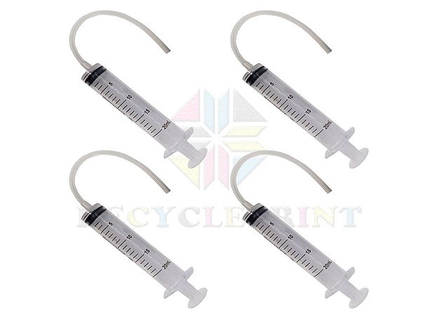 4 Seringa Com Mangueira Para Limpar Cabeçotes Impressoras