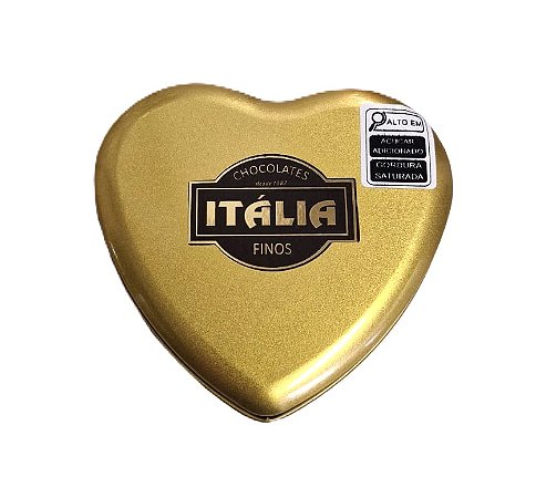 Lata Coração Dourado Médio c/ 7 bombons truffados