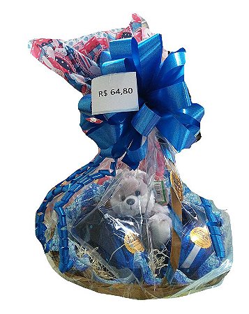 Cesta Namorado - 1 Coelho e 2 Ovos de 180g Ao Leite