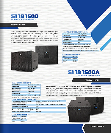 Subwoofer Ativo Taigar System S1 18 1500 RMS