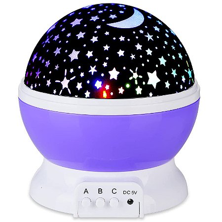 Luminária Projetora Estrela Base Roxo 360° Decorativa Quarto Efeitos Cosmos  - 82399