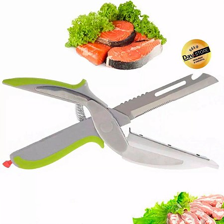 Tesoura 6 Em 1 Fatiador De Legumes Verduras Clever Cutter