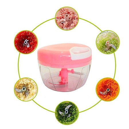 Triturador Cortador Alho Cebola Processador Alimentos Manual Rosa - 82130