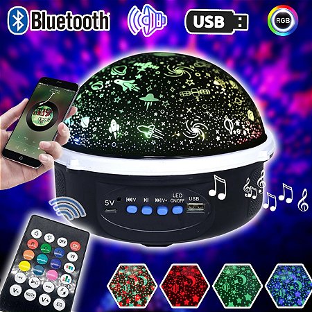 Abajur Projetor Led Estrelas Galaxy Bola Maluca MP3 com Bluetooth - 65150