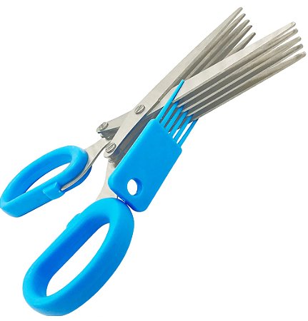 Tesoura Cortador Fatiador Manual Azul Legume Verdura Salada Couve - 83552-1