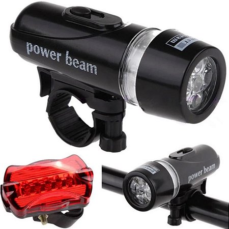 Kit Farol Bike Led + Sinalizador Traseiro e Suporte para Fixação Completo - 84086