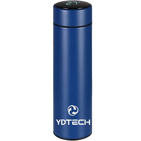 Garrafa Térmica Inox 480ml Com Termômetro Display Led Azul