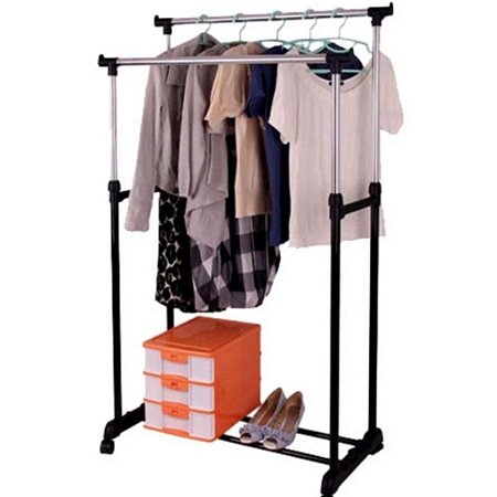 Cabideiro Duplo Arara De Roupa Sapateira Organizador Inox