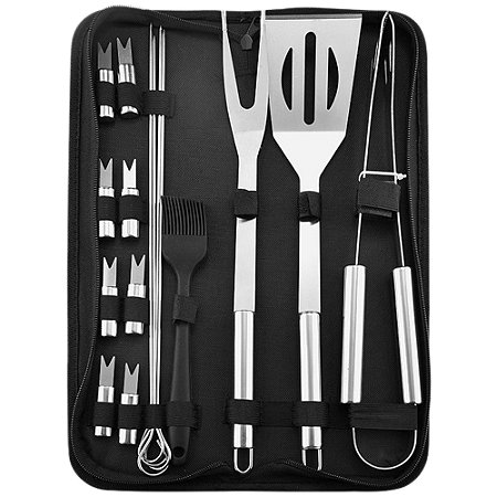 Kit De Acessórios Para Churrasco 16 Peças Petisqueira Inox