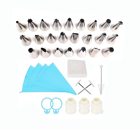 Kit 24 Bicos de Confeitar Com Acessórios