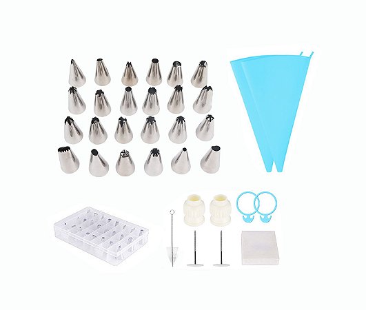 Kit 24 Bicos de Confeitar Com Acessórios Confeitaria