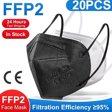 Kit 20 Máscaras Kn95 Proteção 5 Camada Respiratória Pff2 N95