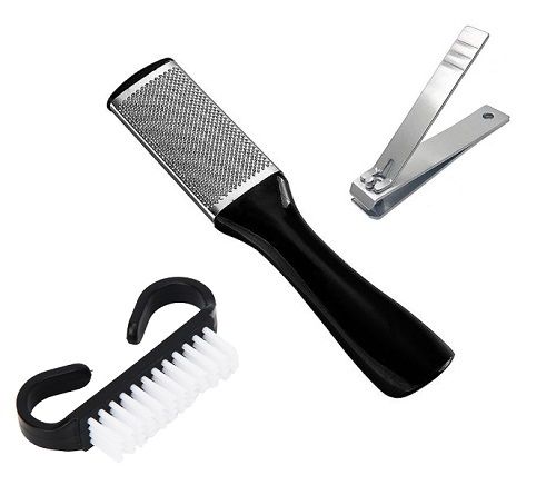 Kit Manicure 3 Peças Com Lixa Cortador de Unhas e Escovinha