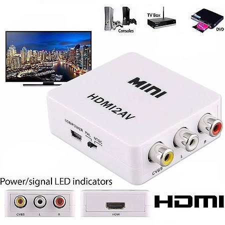 Mini Adaptador Conversor De AV Para Vídeo HDTV 1080p