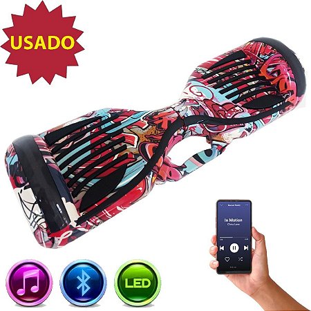 Hoverboard Usado Funcionando 6,5 Skate Elétrico Bluetooth Led Street