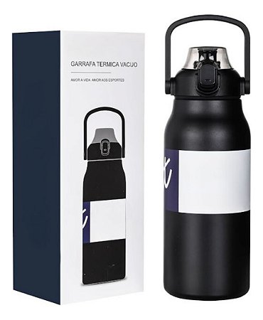 Garrafa Térmica Inox 1200ml com Bico e Alça Preto - 82884