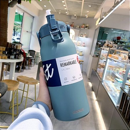 Garrafa Térmica Inox 1200ml com Bico e Alça Azul- 82884