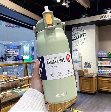 Garrafa Térmica Inox 1200ml com Bico e Alça Verde- 82884