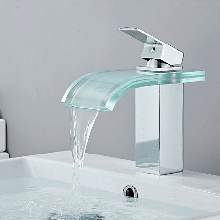 Torneira Misturador Vidro Mono Comando Cascata Inox - 81562