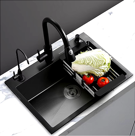 Cuba Aço Inoxidável Luxo Black 68x45 C/ Acessórios - 83905