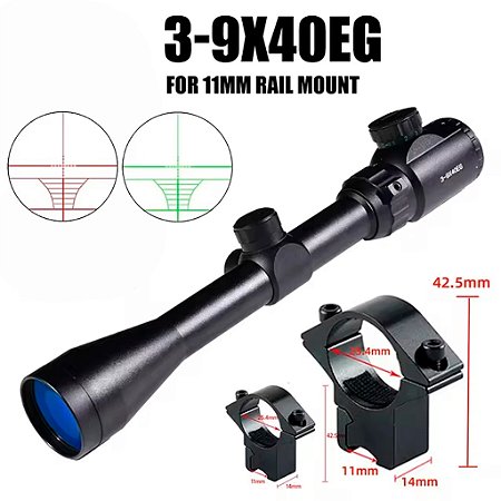 Luneta Mira Laser 3-9x40 C/ Luz Suporte 11mm - 82600