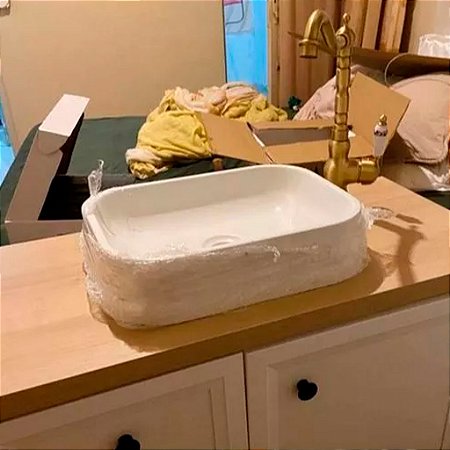 Cuba Sobrepor P/ Lavabo Banheiro Cerâmica Branco 30x40 - 81290