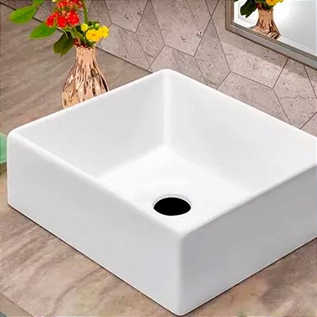 Cuba De Sobrepor Quadrada P/ Lavabo Pia Branca 38cm - 81921