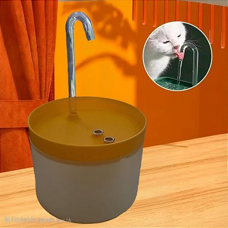 Bebedouro P/ Gato Automático Com Fonte de Água Elétrica e Filtro 1.5L Amarelo - 83241