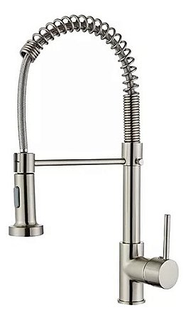 Torneira Cozinha Prata Preto Monocomando Misturador Gourmet - 81528