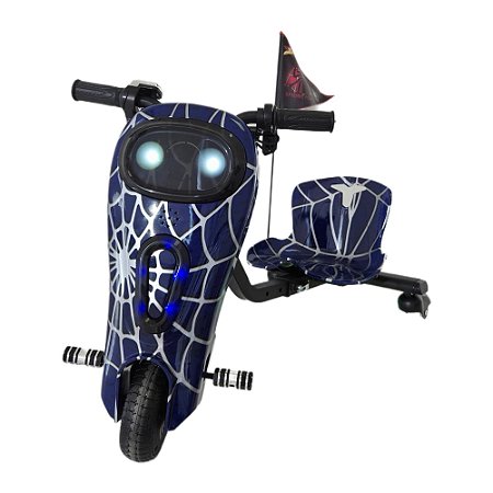 Triciclo Hoverboard Elétrico 6,5 polegadas Drift 250w C/ Kit Proteção Homem Aranha Azul - 81299