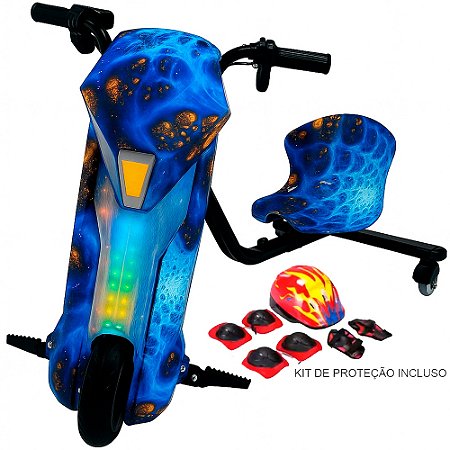 Triciclo Elétrico 8 polegadas Drift 250w Led Com Kit Proteção Galaxia Azul - 81330