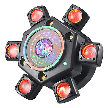 MINI STROBO LED 100w 6 CABEÇAS SUPER LED Com Controle - 81338