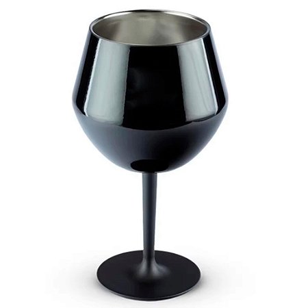 Copo Taça Térmico Inox 410ml Gin Vinho Drink Suco Preto - 81355
