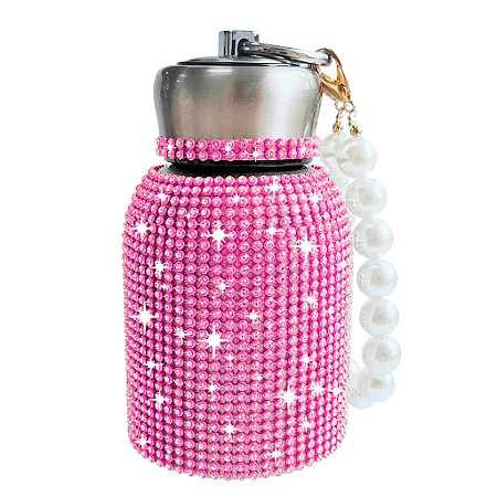 Garrafa Termica 300ml Com Strass Glitter Rosa- 81993