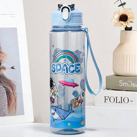 Garrafa Squeeze Infantil 800ML Com Adesivo e Alça - 82722