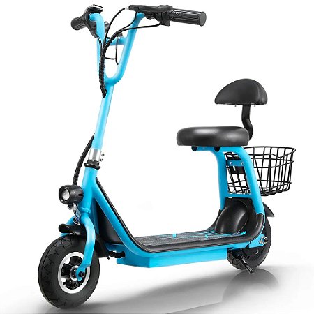 Patinete Elétrico Infantil 350w C/ Rodinha Cesta Bluetooth Azul - 81349