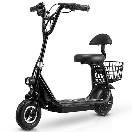Patinete Elétrico Infantil 350w C/ Rodinha Cesta Bluetooth Preto - 81349