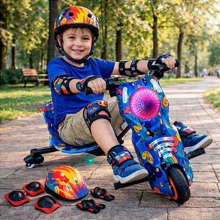Triciclo Elétrico Drift 6,5 polegadas 250w Azul Com numeros - 82951