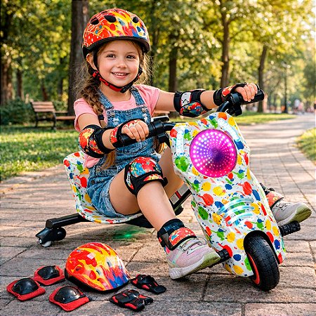 Triciclo Elétrico Drift 6,5 polegadas 250w Branco Colorido - 82951