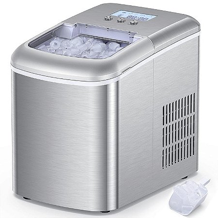 Máquina de Gelo Turbo Ice Premium Inox Automática Faz Gelo Rápido 110V - 12Kg Por Dia